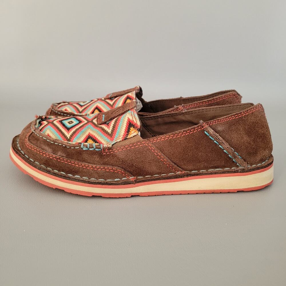 Ariat Ladies Cruiser Brown Moc Toe Loafers Shoes Southwest Aztec Print 6B - Picture 2 of 10
